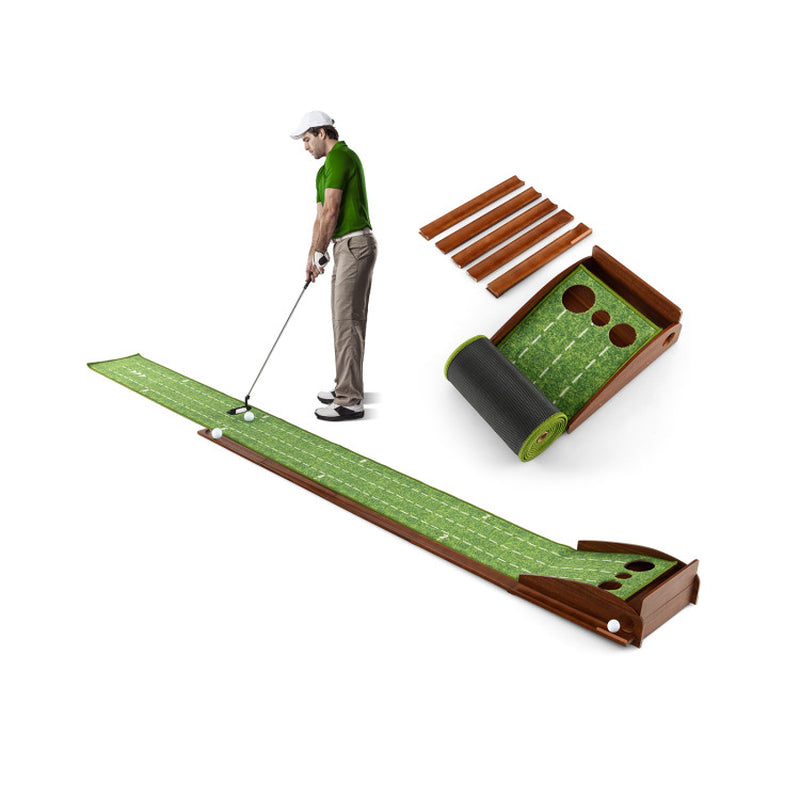 Golf Putting Mat Practice Training Aid with Auto Ball Return and 2/3 Hole Sizes