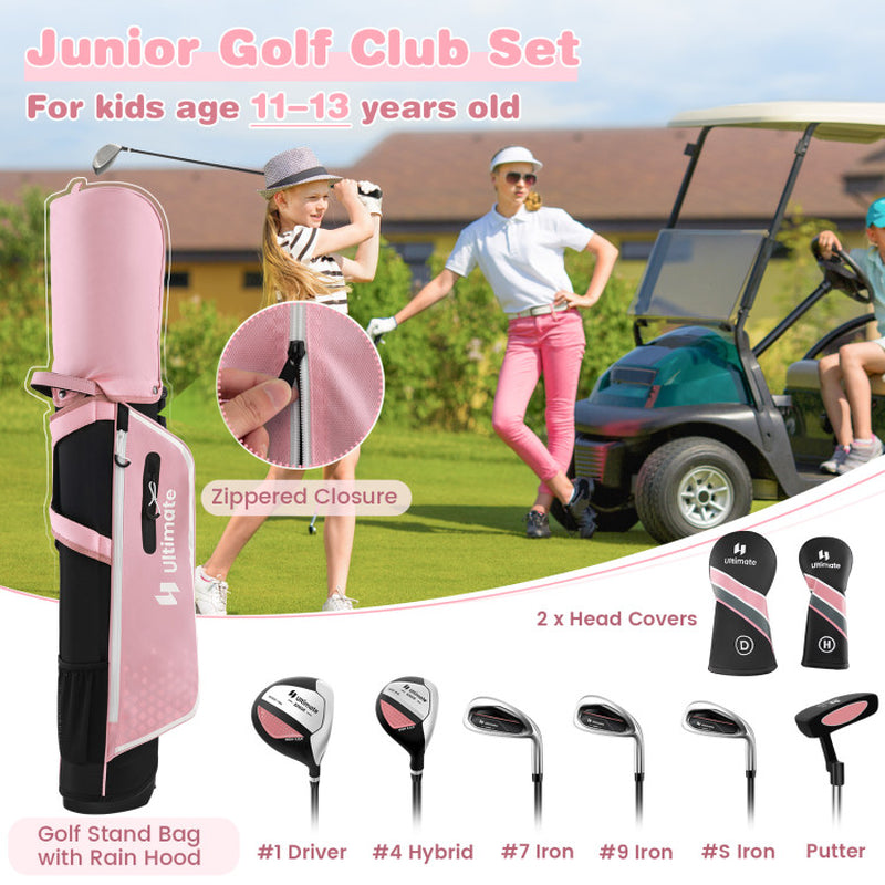 Junior Complete Golf Club Set with Stand Bag Rain Hood