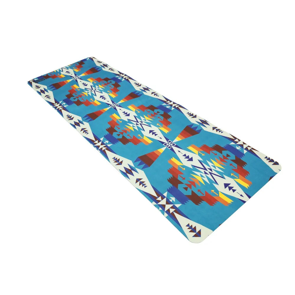 Foldable Suede Yoga Mat Pendleton Tucson Turquoise Travel Mat