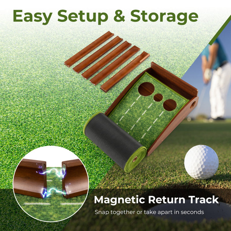 Golf Putting Mat Practice Training Aid with Auto Ball Return and 2/3 Hole Sizes