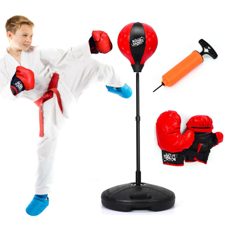 Kids Adjustable Stand Punching Bag Toy Set with Boxing Glove