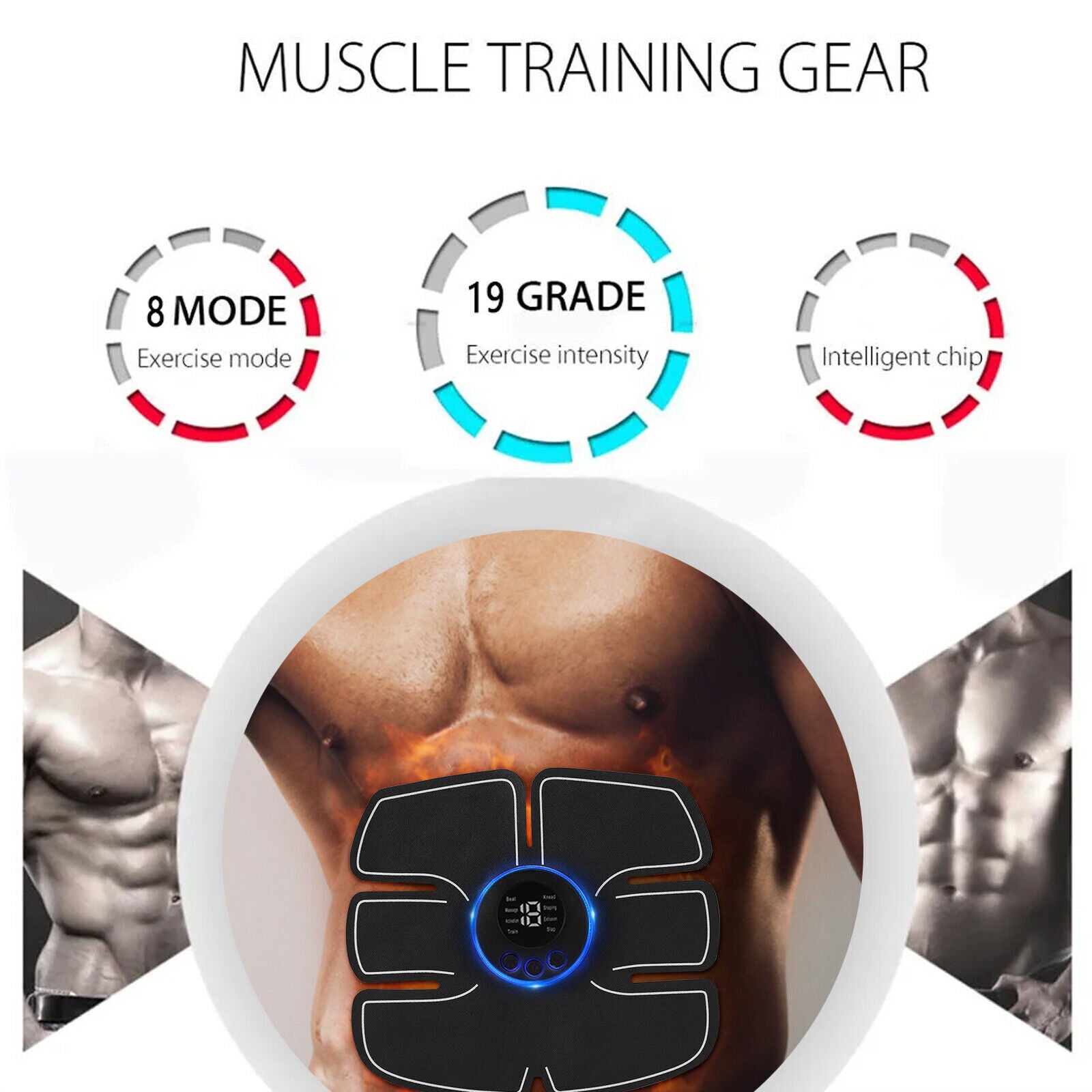 Electric Muscle Toner Machine Rechargeable ABS Trainer Fat Burner Belly Shaper Muscle -Portable Toner - Trainer Workout Equipment for Men Woman Abdomen Home Office Exercise