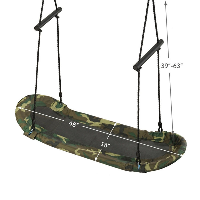 Saucer Tree Swing Surf Kids Outdoor Adjustable Oval Platform Set with Handle