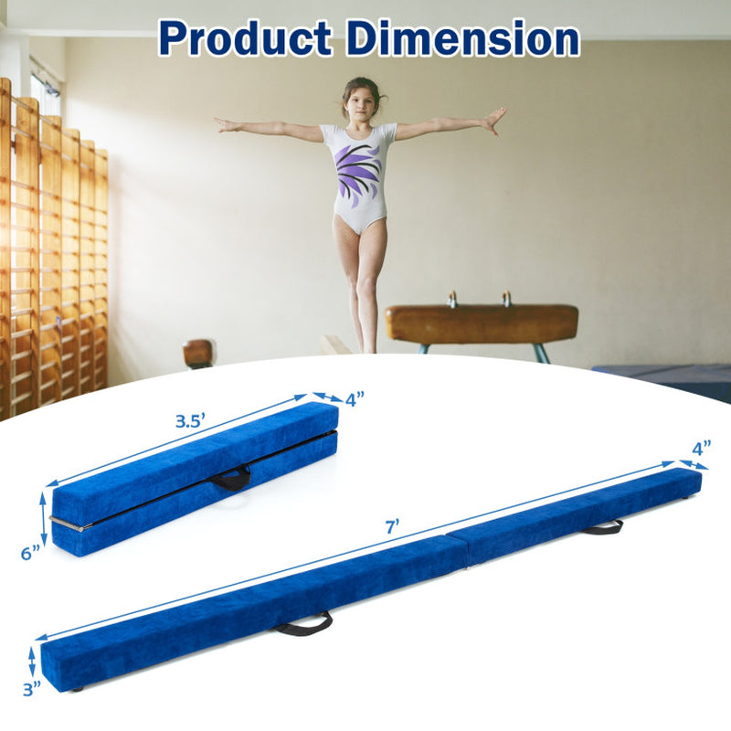 7 Feet Folding Portable Floor Balance Beam with Handles for Gymnasts