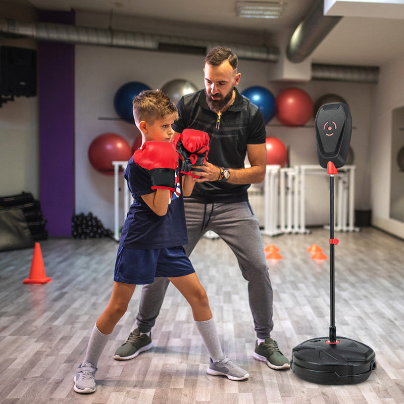 Inflation-Free Boxing Set with Punching Bag and Boxing Gloves Quick Rebound Design for 5+ Years Old Kids