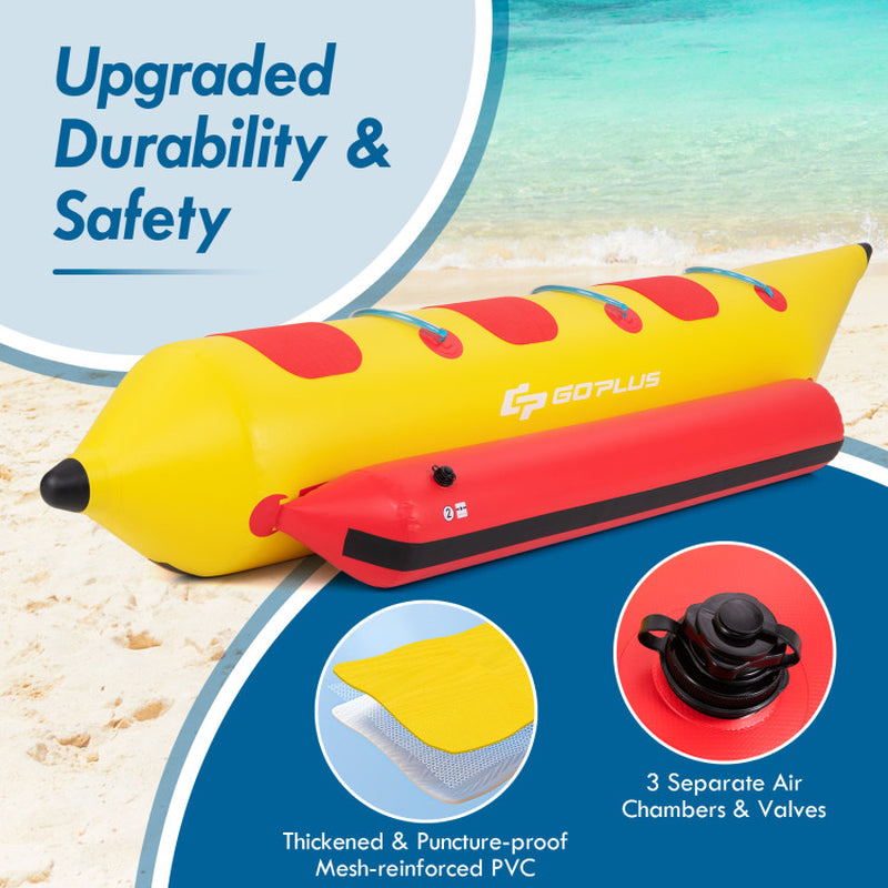 3-Person Inflatable Banana Boat with Electric Air Pump Carrying Bag and Repair Kit