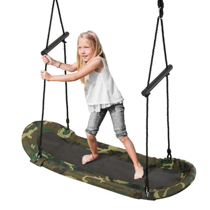 Saucer Tree Swing Surf Kids Outdoor Adjustable Oval Platform Set with Handle