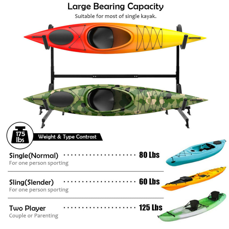 Freestanding Height Adjustable Dual Kayak Storage Rack