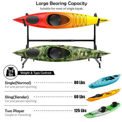 Freestanding Height Adjustable Dual Kayak Storage Rack