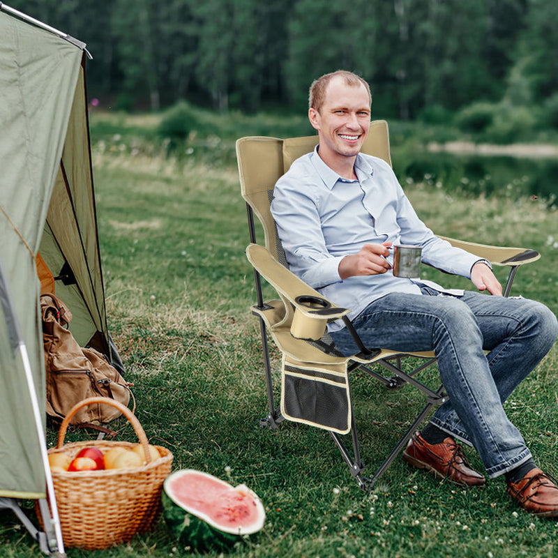 Camping Lounge Chair with Detachable Footrest Adjustable Backrest