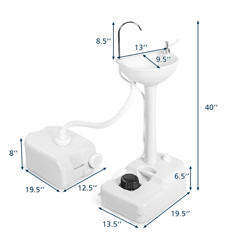 Camping Hand Wash Station Basin Stand with 4.5 Gallon Tank