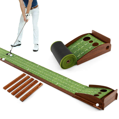 Golf Putting Mat Practice Training Aid with Auto Ball Return and 2/3 Hole Sizes