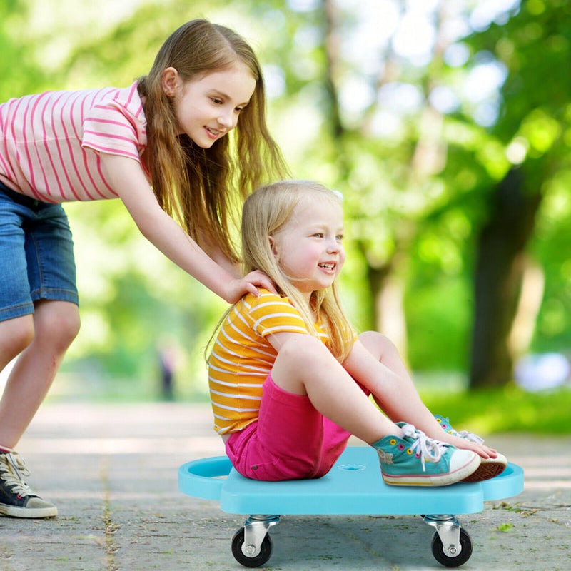 4 Pieces Kids Sitting Scooter Set with Handles and Non-Marring Universal Casters