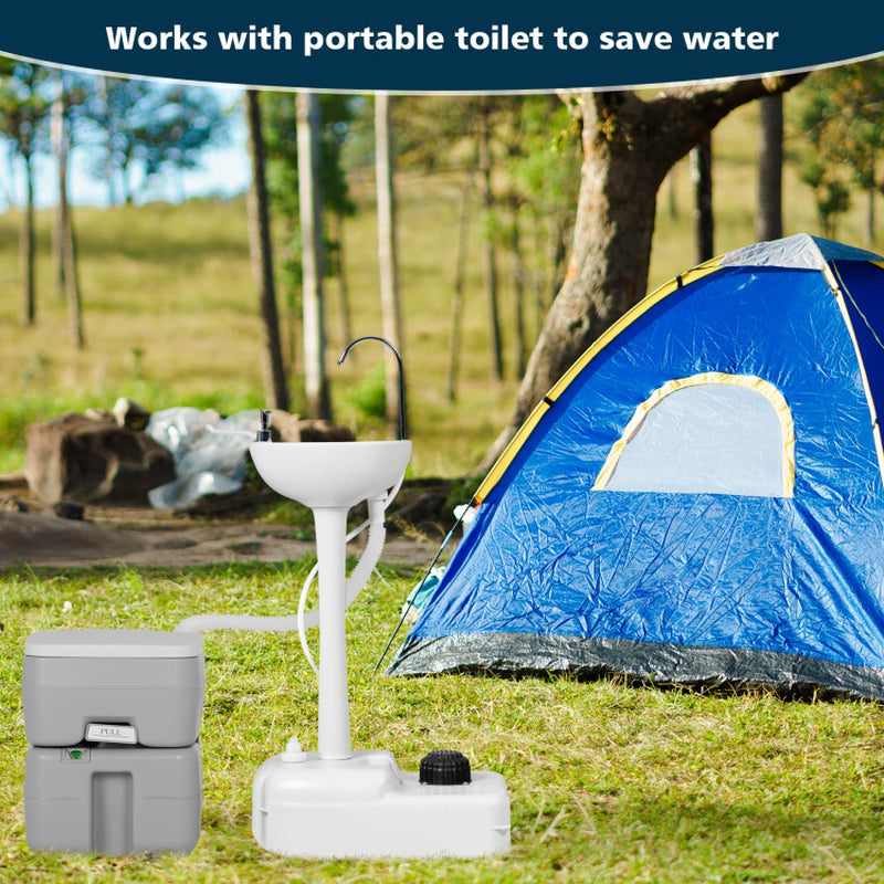 Camping Hand Wash Station Basin Stand with 4.5 Gallon Tank