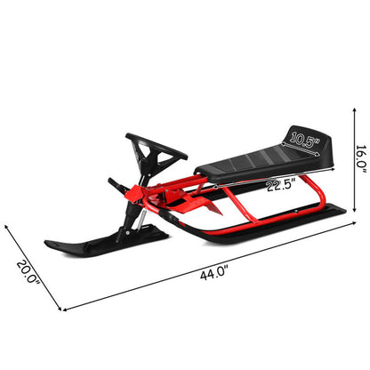 44 X 20 Inch Kids Snow Sled with Steering Wheel and Double Brakes