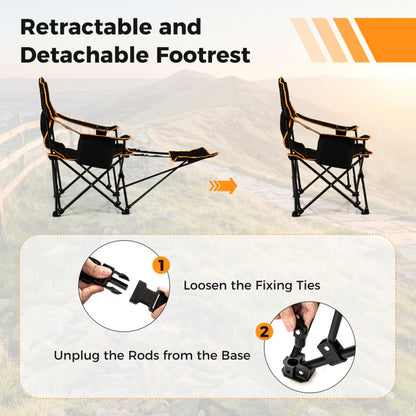 Folding Camping Chair with Footrest Camping Lounge Chair with Carry Bag