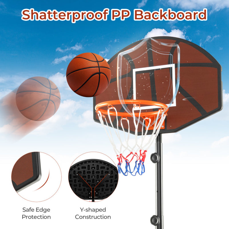 Basketball Hoop 5.6-6.5 FT Height Adjustable for Kids with Shatterproof Backboard