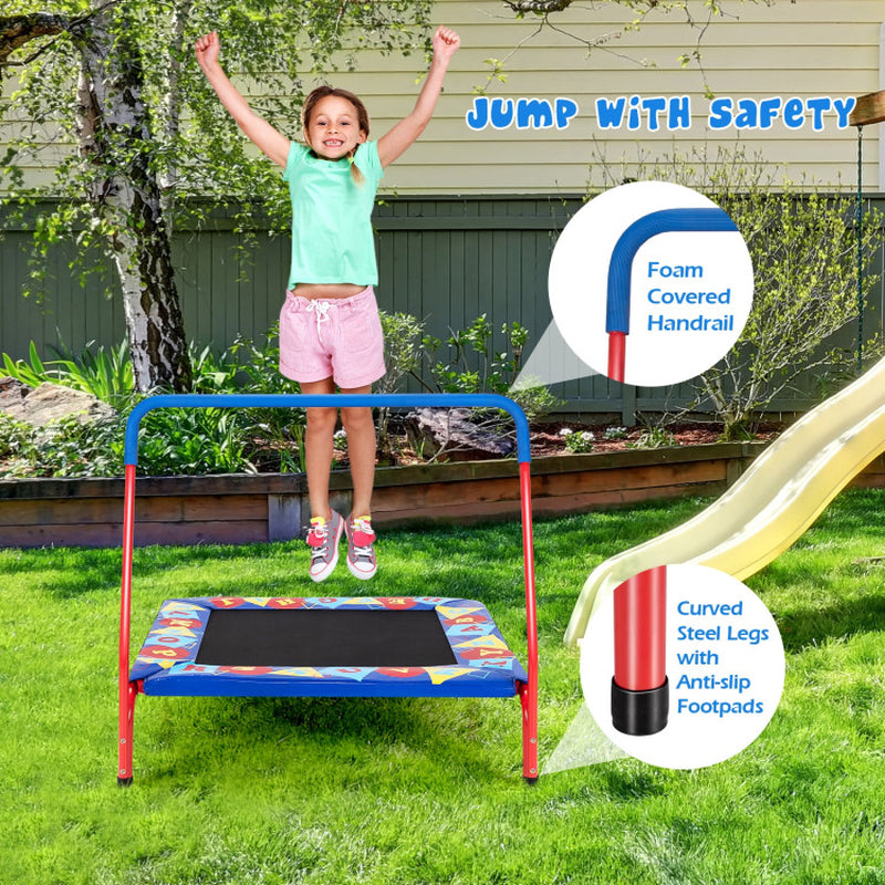 36 Inch Kids Indoor Outdoor Square Trampoline with Foamed Handrail