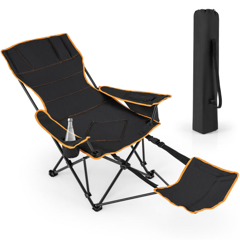 Folding Camping Chair with Footrest Camping Lounge Chair with Carry Bag