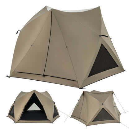 6-Sided Pop-Up Family Tent with Rainfly Skylight 3 Doors and Windows