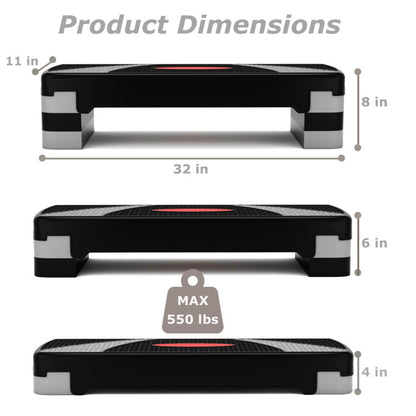 32 Inch Adjustable Fitness Aerobic Step with Riser