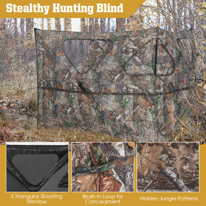 2-Panel Hunting Ground Blind Pop up Fence with 3 Shoot through Ports