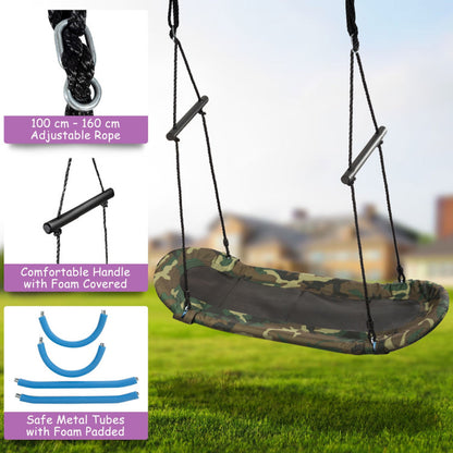 Saucer Tree Swing Surf Kids Outdoor Adjustable Oval Platform Set with Handle