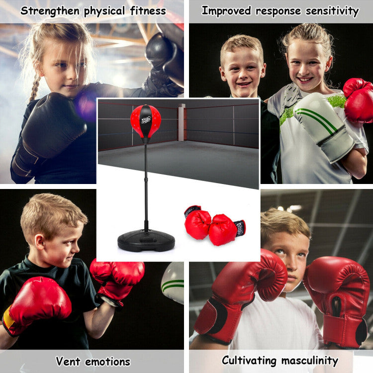 Kids Adjustable Stand Punching Bag Toy Set with Boxing Glove