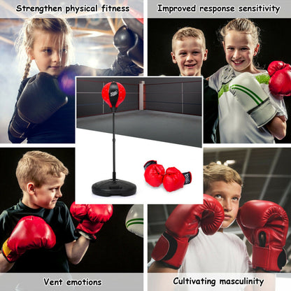 Kids Adjustable Stand Punching Bag Toy Set with Boxing Glove