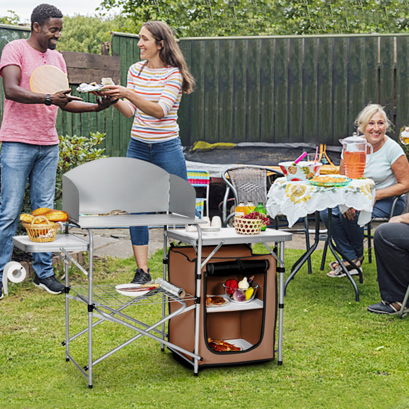 Outdoor BBQ Portable Grilling Table with Windscreen Bag