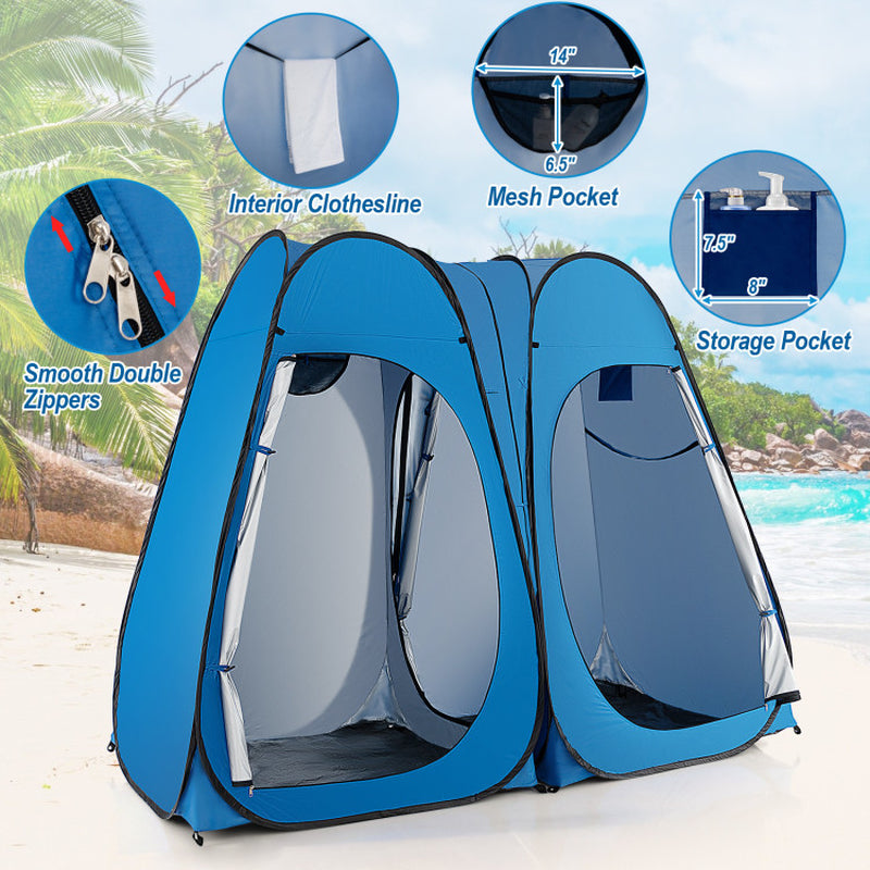 Oversized Pop up Shower Tent with Window Floor and Storage Pocket