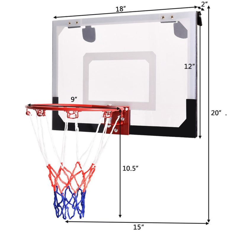 Over-The-Door Mini Basketball Hoop Includes Basketball and 2 Nets