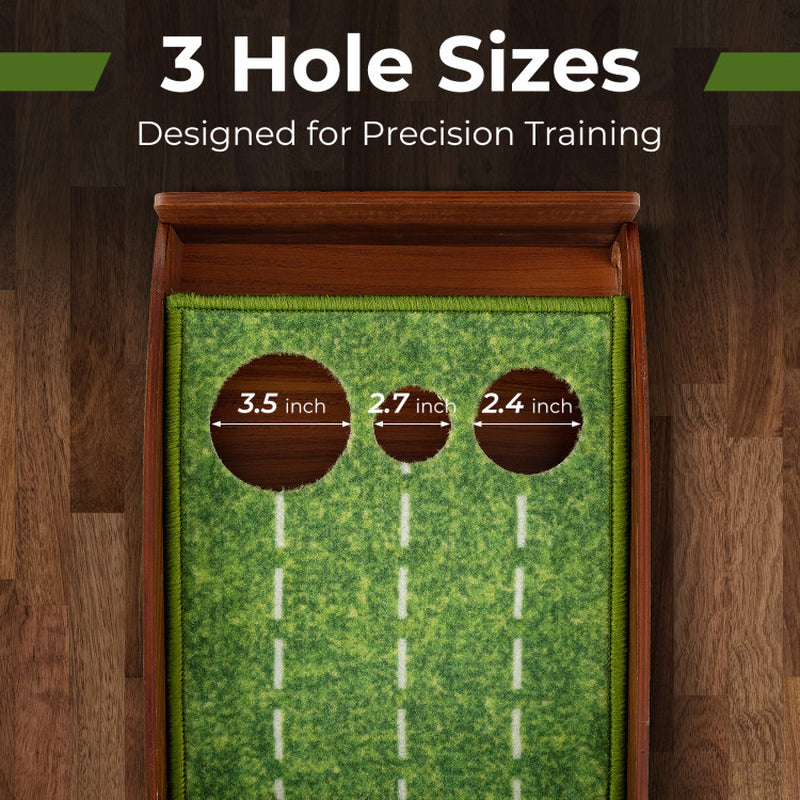 Golf Putting Mat Practice Training Aid with Auto Ball Return and 2/3 Hole Sizes