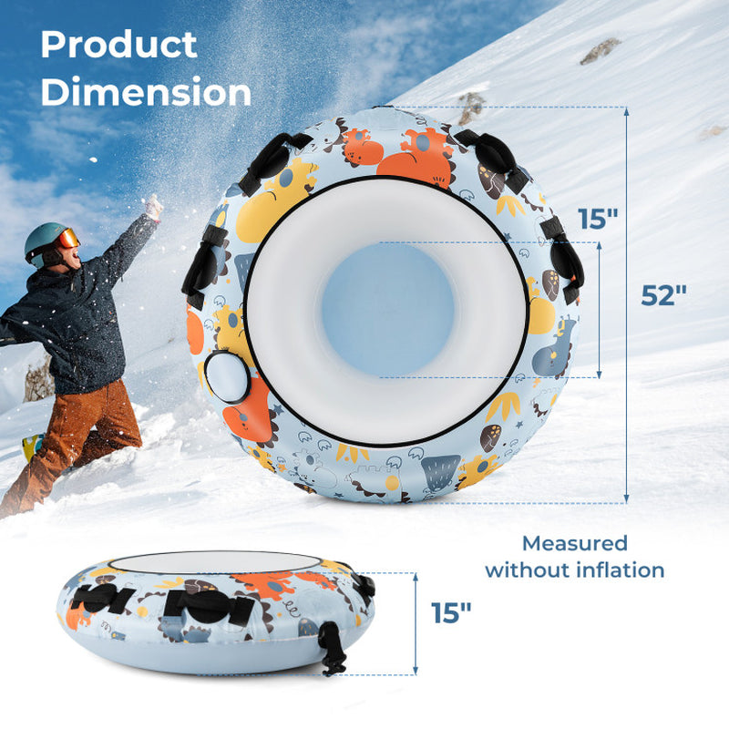 52 Inch Inflatable Snow Sled with Cold-Resistant and Heavy-Duty Material