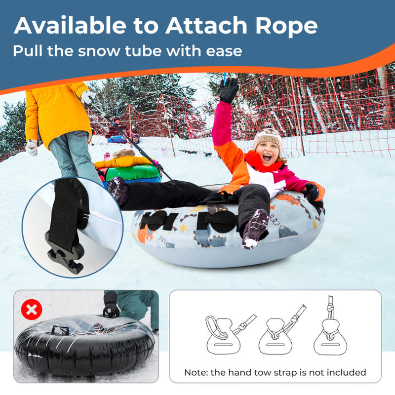 52 Inch Inflatable Snow Sled with Cold-Resistant and Heavy-Duty Material