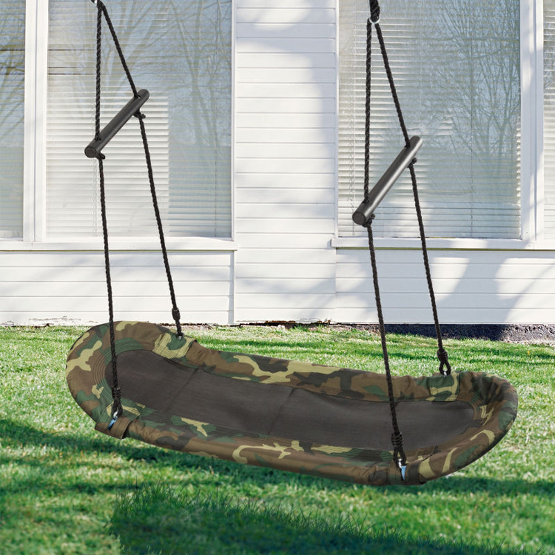 Saucer Tree Swing Surf Kids Outdoor Adjustable Oval Platform Set with Handle