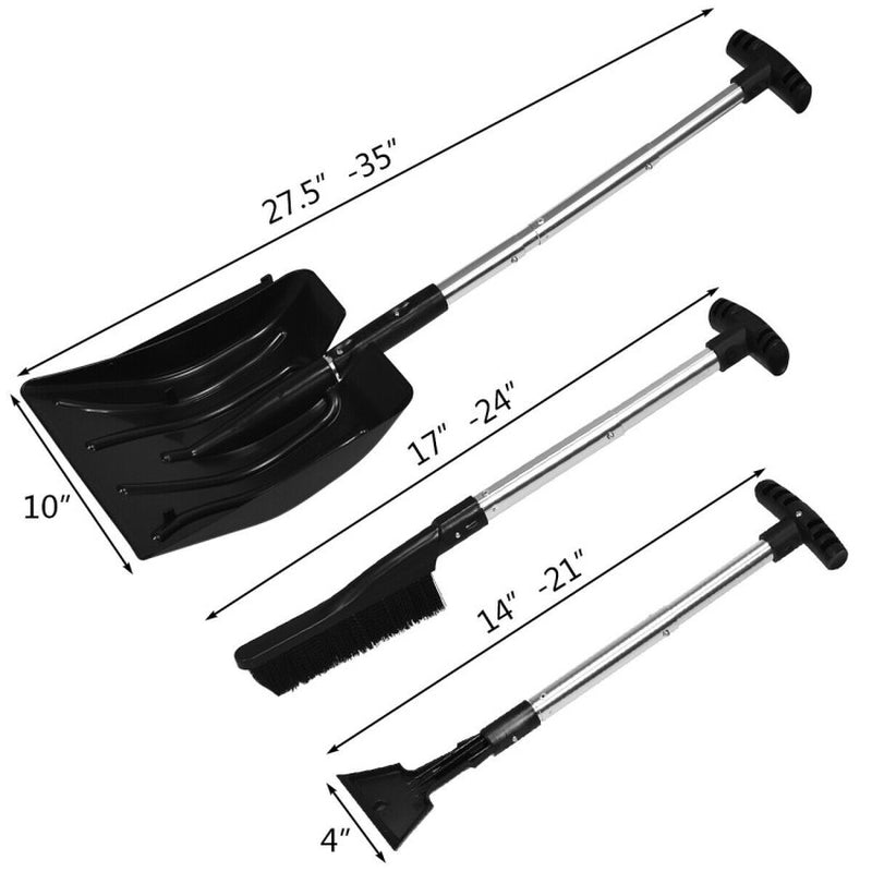 3-In-1 Snow Shovel with Ice Scraper and Snow Brush