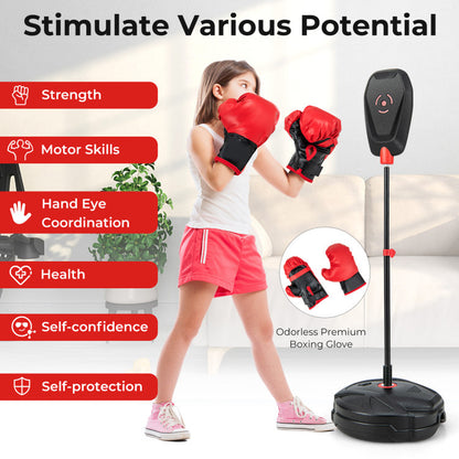 Inflation-Free Boxing Set with Punching Bag and Boxing Gloves Quick Rebound Design for 5+ Years Old Kids