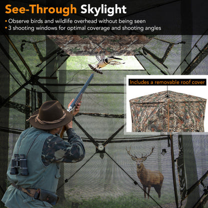 5-IN-1 Detachable Hunting Blind for 2-3 People with Skylight