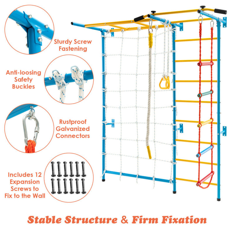 7 in 1 Kids Indoor Gym Playground Swedish Wall Ladder