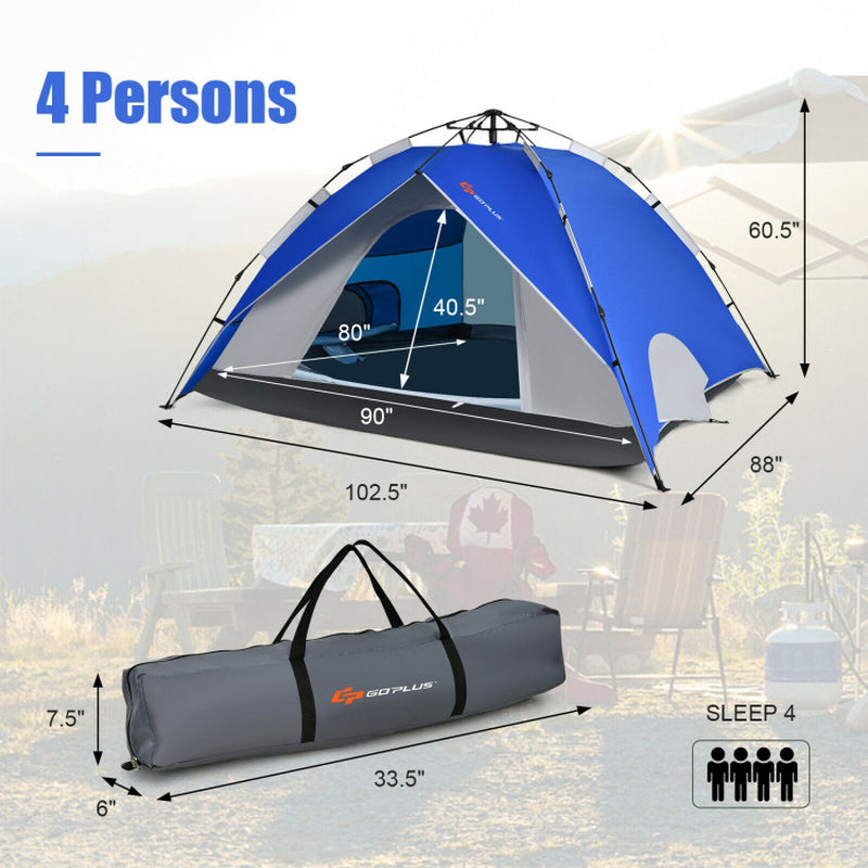 2-In-1 4 Person Instant Pop-Up Waterproof Camping Tent