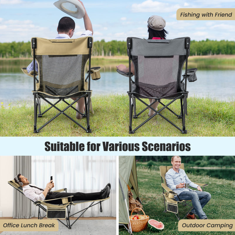 Camping Lounge Chair with Detachable Footrest Adjustable Backrest