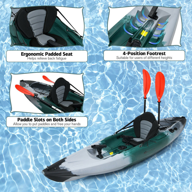 Sit-On-Top Fishing Kayak Boat with Fishing Rod Holders and Paddle