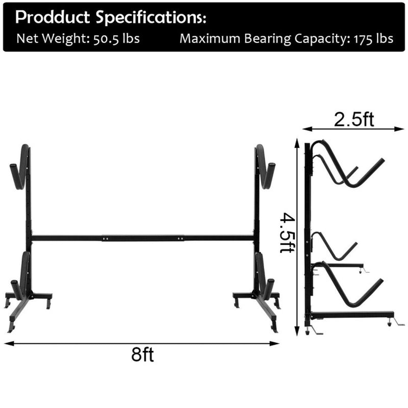 Freestanding Height Adjustable Dual Kayak Storage Rack