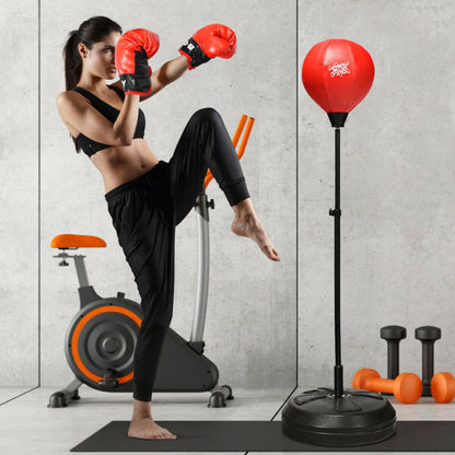 Adjustable Height Punching Bag with Stand plus Boxing Gloves for Both Adults and Kids