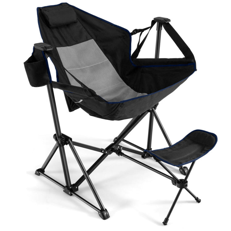 Hammock Camping Chair with Retractable Footrest and Carrying Bag