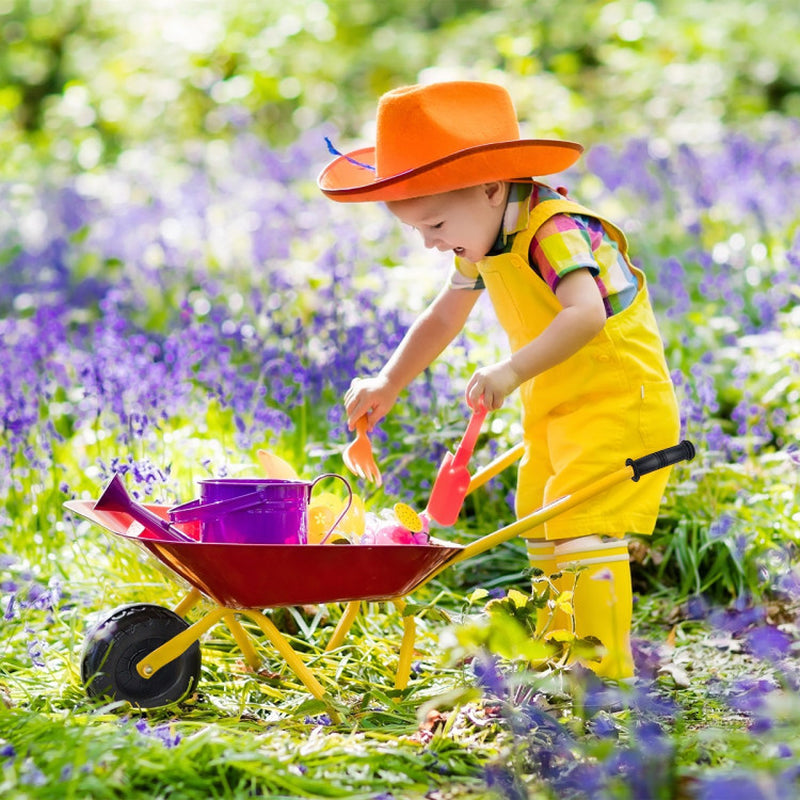 Outdoor Garden Backyard Play Toy Kids Metal Wheelbarrow