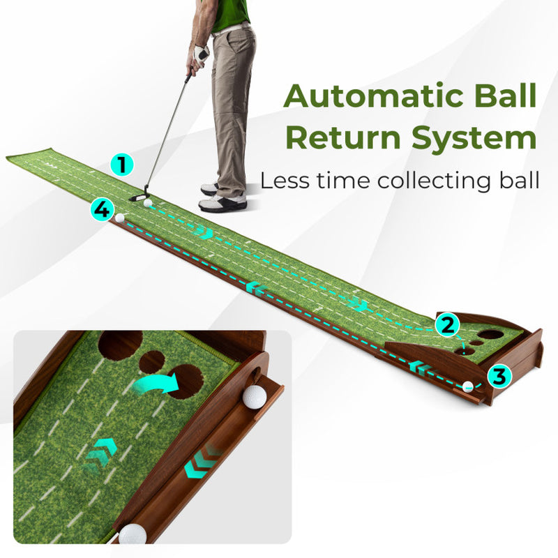 Golf Putting Mat Practice Training Aid with Auto Ball Return and 2/3 Hole Sizes