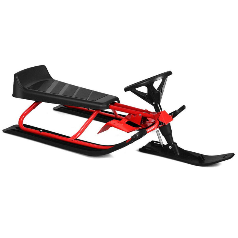 44 X 20 Inch Kids Snow Sled with Steering Wheel and Double Brakes