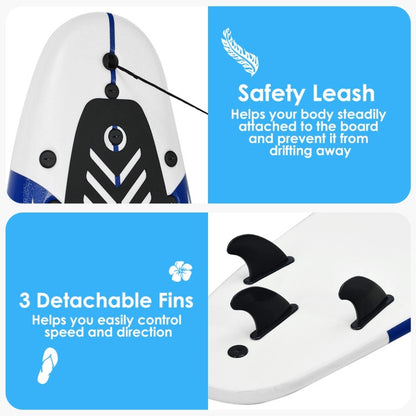 6 Feet Surfboard with 3 Detachable Fins